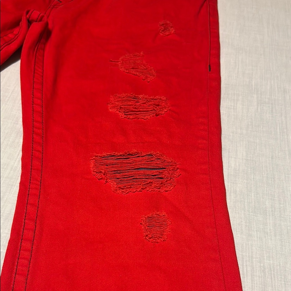 True Religion Red Straight Jeans Vibrant Denim - Picture 8 of 15
